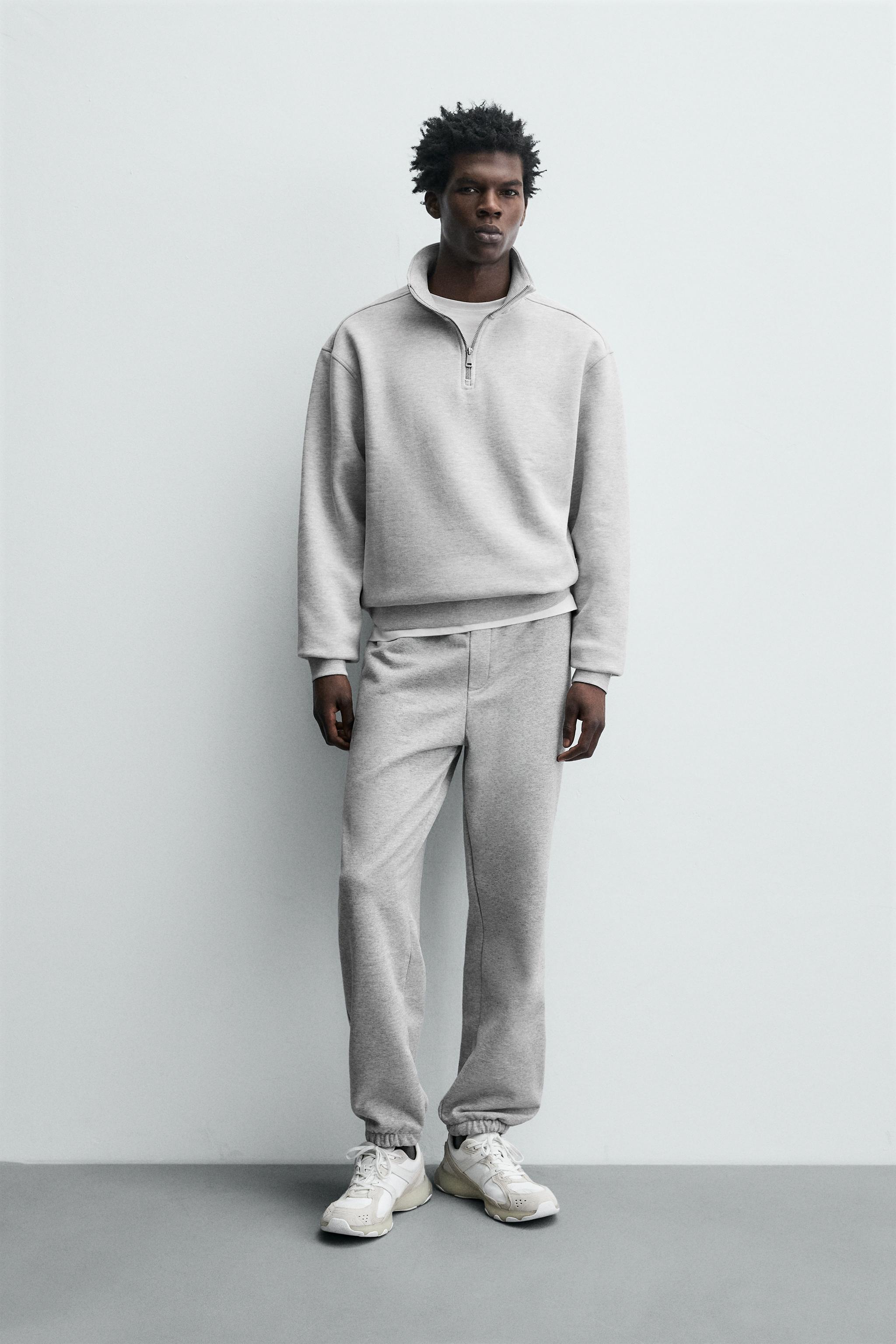 BASIC QUARTER-ZIP SWEATSHIRT Grey marl - Image 1