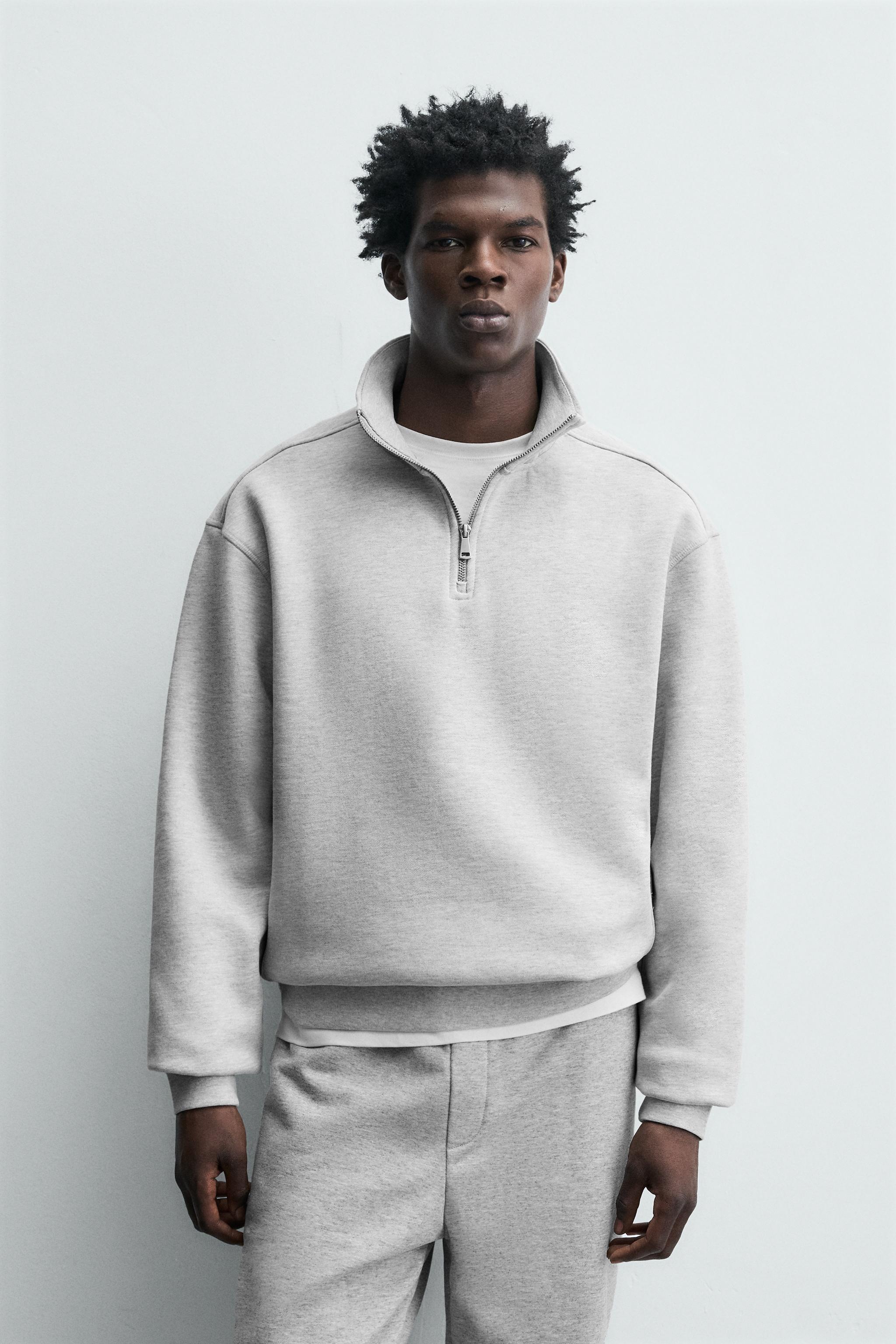 BASIC QUARTER-ZIP SWEATSHIRT Grey marl - Image 2