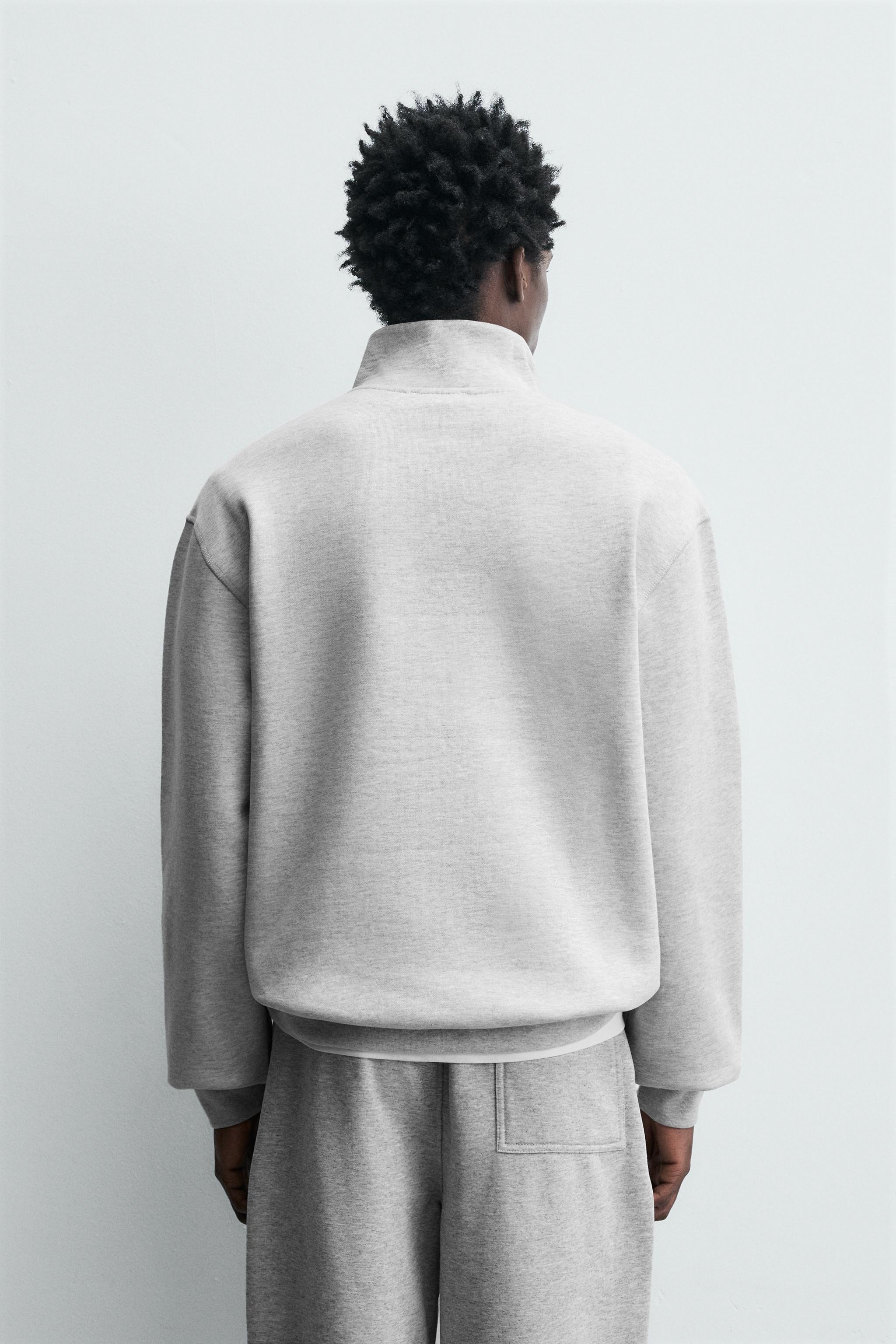 BASIC QUARTER-ZIP SWEATSHIRT Grey marl - Image 3