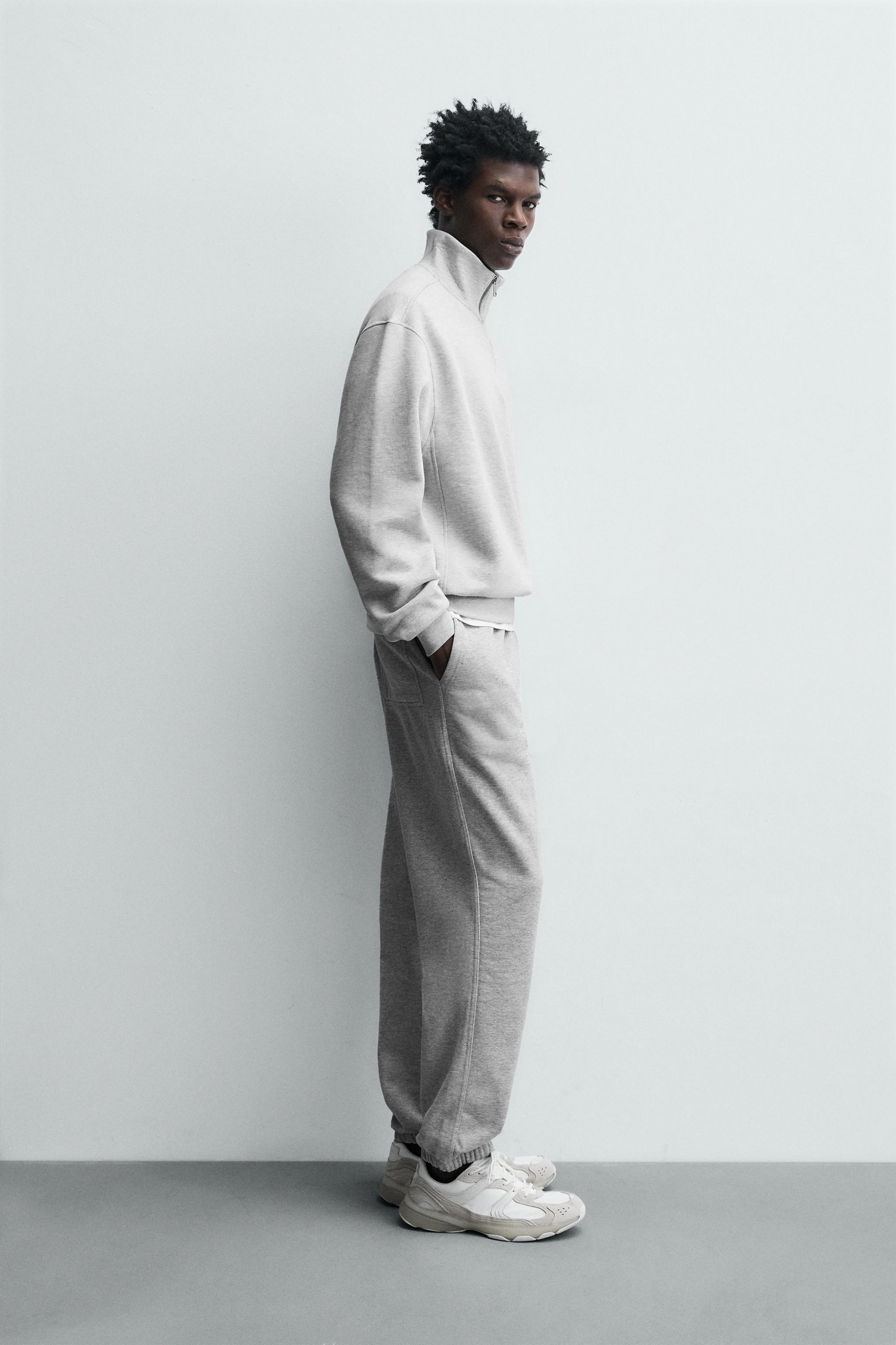 BASIC QUARTER-ZIP SWEATSHIRT Grey marl - Image 4